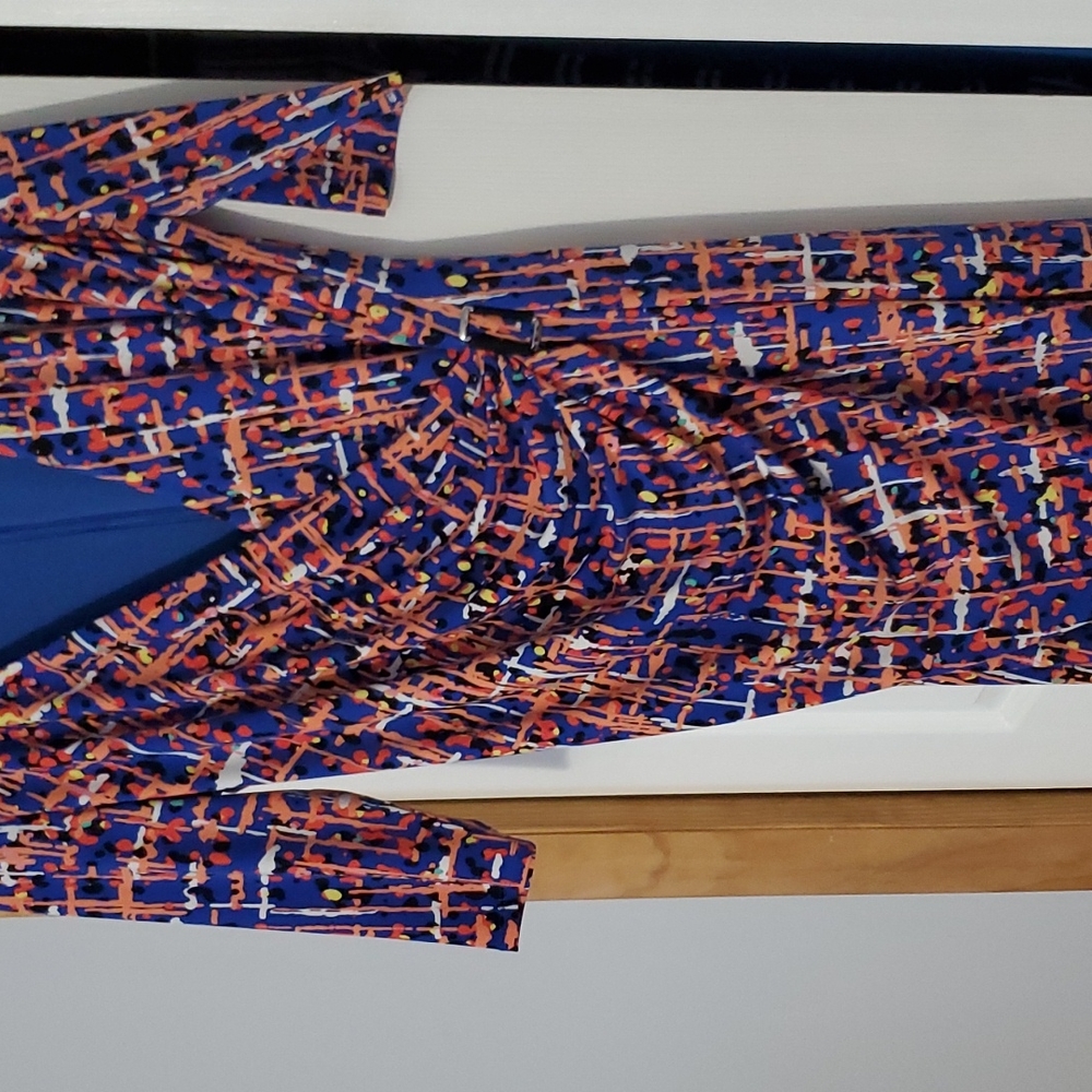 Blue Multi-Print Women's Wrap Dress